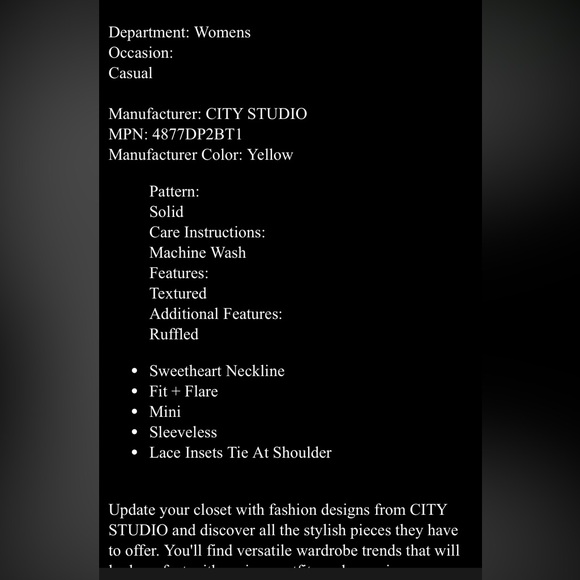 Yellow Sleeveless Dress with Bow Straps - Picture 5 of 12